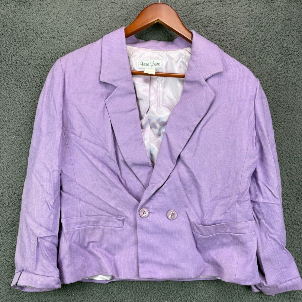 Vera Lane Vintage‎ Lavender Purple Double Breasted Blazer Jacket Size 8 USA